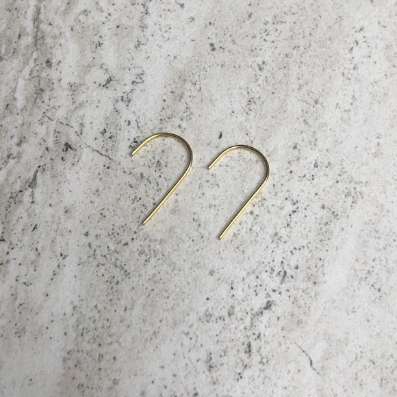 925 Sterling Silver Gold Thread Through Earrings - Picture 4 of 12